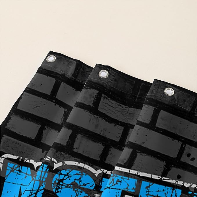 AILONEN Monster Truck Shower Curtain, Black Retro 3D Printed Truck Bath Curtain for Boys,Red Blue Truck Car Bathroom Decor Waterproof Fabric 72" W*78" H Inch with 12 Plastic Hooks