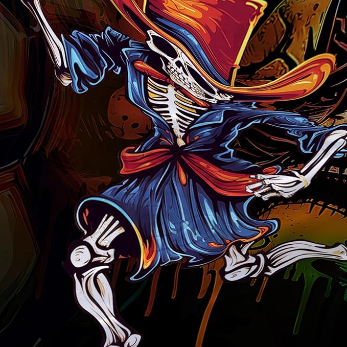 AILONEN Sugar Skull Shower Curtain,Funny Skull Skeleton Design Shower Curtain Set with Hooks for Boys Girls Teens,Skeletons Playing Balls Waterproof Fabric Shower Curtain for Bathroom,72" W*78" H