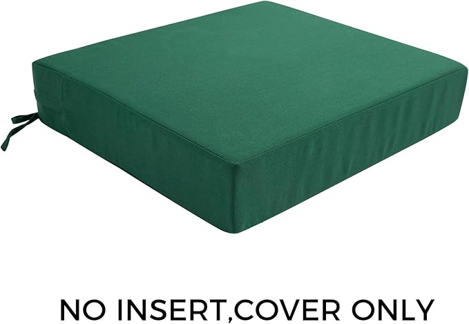 FUNHOME Outdoor Cushion Covers 22 x 20 x 4 inch,Set of 2,Replacement Seat Cushion Cover for Patio Furniture Chair,Water Resistant,Fade-Resistant Slipcover Only,No Insert(Blackish Green)