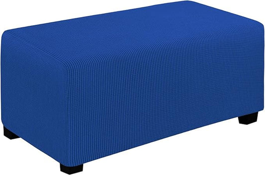 Easy-Going Stretch Ottoman Cover Folding Storage Stool Furniture Protector Soft Rectangle slipcover with Elastic Bottom(Ottoman Large,Classic Blue)