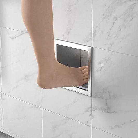 Shower Niche, 304 Stainless Steel Stool for Bathroom, Recessed Footrest w/Over Mount Installation, No Tile Need (Brushed, 4.8''x6'')