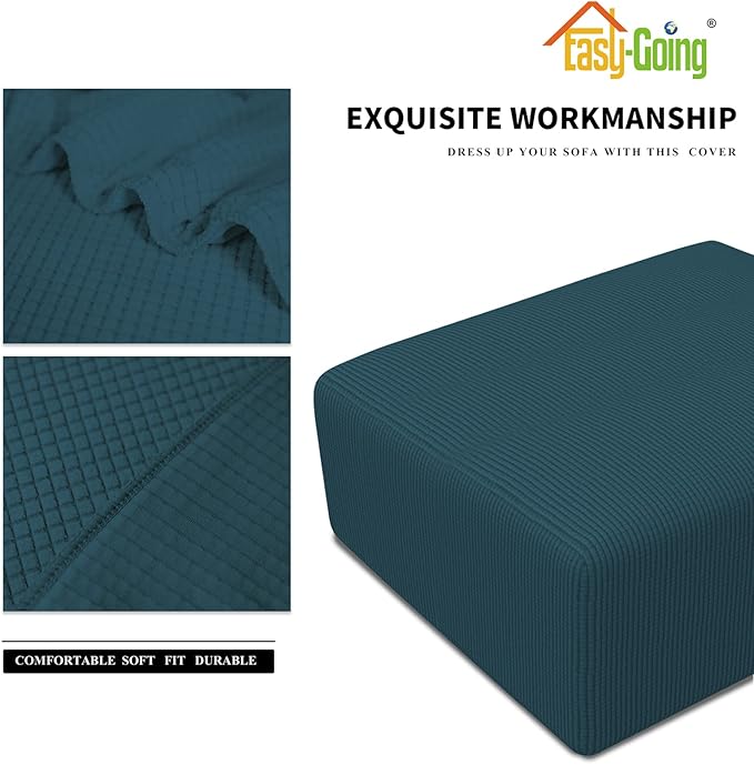 Easy-Going Stretch Square Ottoman Cover Folding Storage Stool Furniture Protector Soft Slipcover with Elastic Bottom (30x30x15inch, Deep Teal)