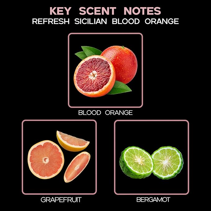 LOVSPA Refresh Sicilian Blood Orange Citrus Essential Oil Reed Diffuser Set with Real Orange Pieces! Aromatherapy Fragrance Room Air Freshener