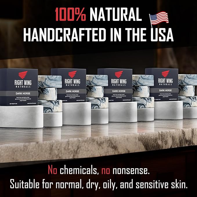 Right Wing Naturals Bar Soap Gift Set for Men | Handcrafted Cold-Pressed Soap | Handmade Organic Soap for Men | Most Popular Flavors | Natural Scented Men’s Bar Soap| Pack of 4 Bars