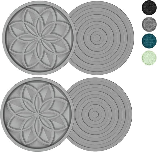 HFHOME Silicone Coasters Set, 4 Pcs Drink Coasters for Coffee Table, Bar Tabletop Protection - Dark Gray