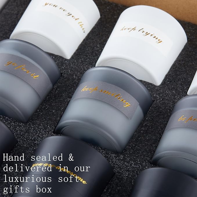 MTLEE 9 Pcs Motivational Aromatherapy Gifts Inspirational Soy Wax Scented Candles Bulk with Wooden Wicks Luxury Gift Box for Women Men Teacher Birthday Engagement Gift, 2.12 oz
