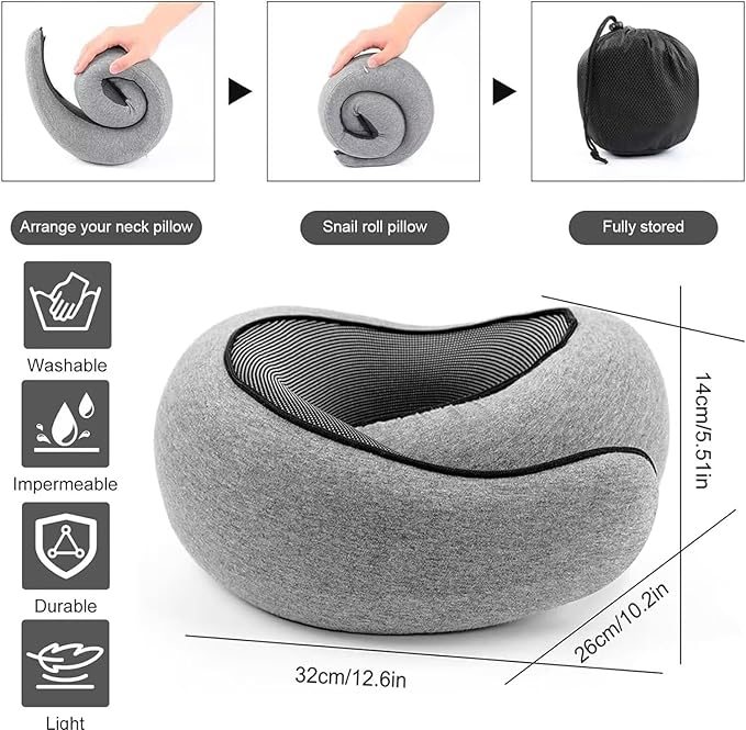 Travel Neck Pillows for Airplanes 2024 New Travel Pillow Neck Travel Pillow Memory Foam Airplane Pillow Soft Airplane Neck Pillow(Grey Black)