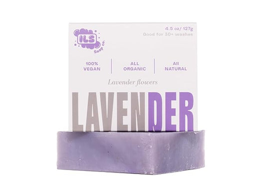 Lavender Organic Soap Bar - Made in USA - All Natural Bath Soaps for All Skin Types - Plant Based, Cold Process and Handmade
