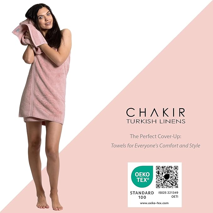Chakir Turkish Linens | Hotel & Spa Quality 100% Cotton Premium Turkish Towels | Soft & Absorbent (8-Piece Towel Sets, Pink)