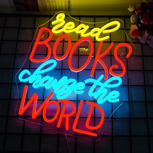 NOSUN Read Neon Sign Classroom Neon Signs for Wall Decor Change The World Light Sign for Bedroom Study Room Library Neon Light Sign Neon Classroom Sign Read Neon Lights Neon Wall Sign Light Up Sign