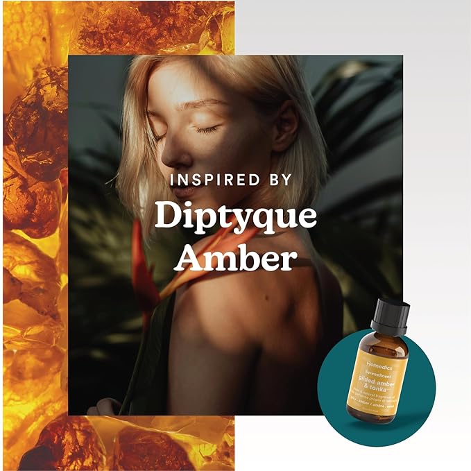 Homedics SereneScent Gilded Amber & Tonka Home Fragrance Oil, 15 ml, for use with Homedics SereneScent Mini Waterless Diffuser (ARMH-680), Clean & Natural Everyday Collection