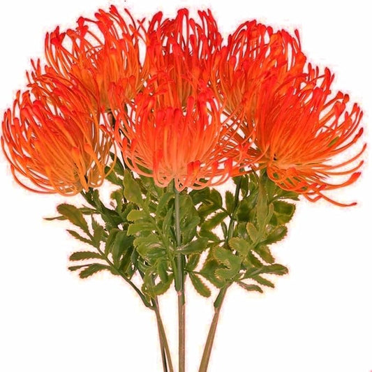 6 PCS Artificial Fall Flowers UV Resistant Fake Plastic Protea Cynaroides Floral Bouquets Fake Spider Mum Flower Arrangement Table Centerpieces Home Kitchen Office Indoor Outdoor Decor