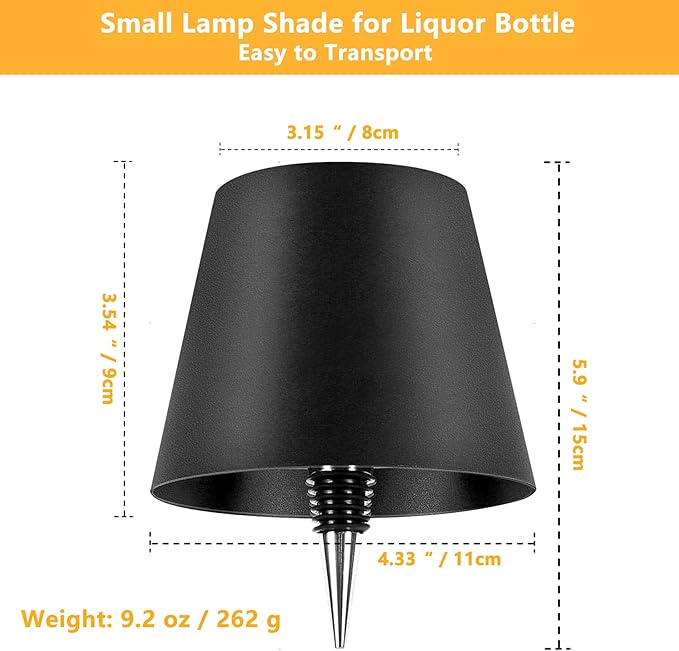 Rechargeable Wireless Bottle Lamp, LED Wine Bottle Light Ambient Light for Desk Table Bar Decor, Wireless Bottle Lamp Shade for Whiskey Wine Liquor Bottle, Black