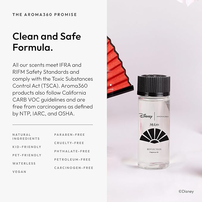 Aroma360 | Disney Reflection Fragrance Oil Blend | Disney Princess Mulan | Luxury Essential Diffuser Oil | Aromatherapy Scent Diffuser Oil | Bergamot, Nutmeg and Jasmine 1.7 fl oz 50mL
