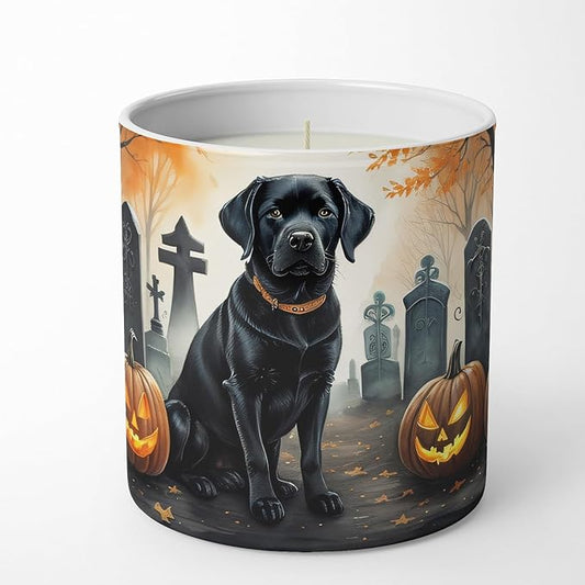 Caroline's Treasures DAC2015CDL Black Labrador Retriever Spooky Halloween Decorative Soy Candle Nature Soy Wax Essential Oil Home Decor Ideal for Bedroom Kitchen Bath Office Gift, 10 oz
