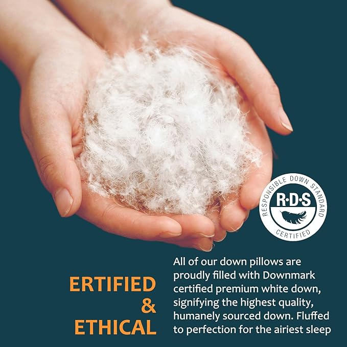 Hungarian Goose Down Pillow King Size, Ultimate Comfort 750+ Fill Power, 480 Thread Count 100% Cotton Shell, Luxury Bed Pillows for Sleeping - Pack of 1, King (20" x 36")