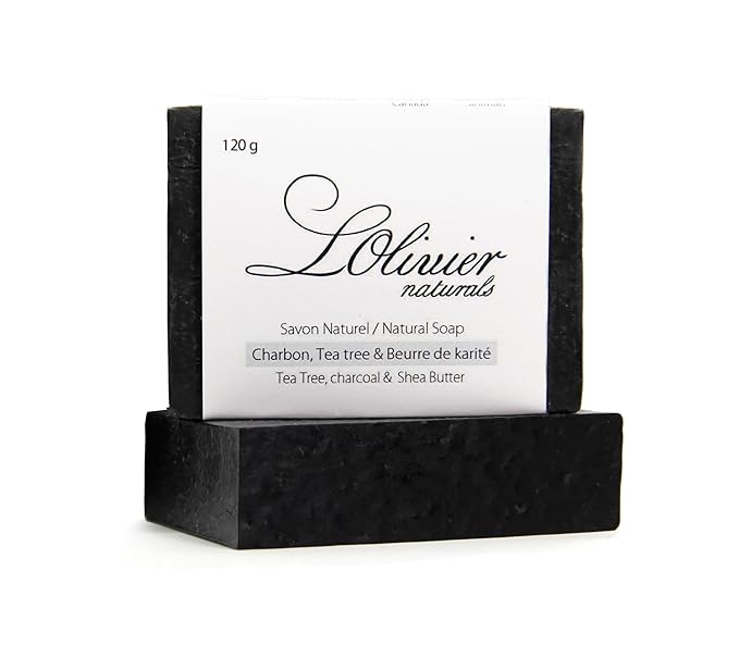 L'OLIVIER NATURALS (2 Pack) Activated Charcoal Bar Soap with Tea Tree and Shea butter- All Natural Bar Soap - Handmade Soap - Made in Canada