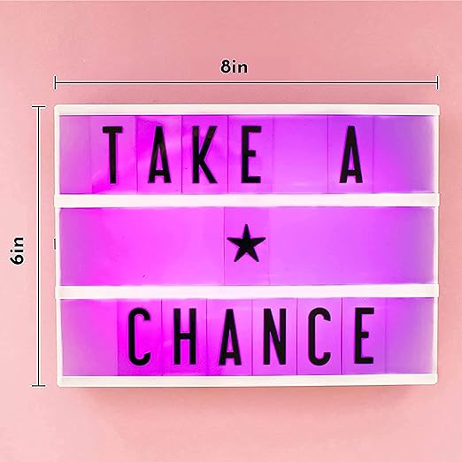 My Cinema Lightbox - RGB Color Changing Cinema Light Box Sign with 100 LED Letters and Numbers - Personalized Neon Message Board, 7.8" x 5.9" Marquee Light Up Display for Home or Events