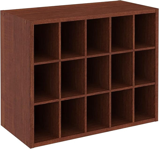 ClosetMaid 15 Cube Stackable Storage Organizer for Shoes, Bags, Crafts, Hobbies with Wood Shelves, for Closet, Entryway or Mudroom, Dark Cherry