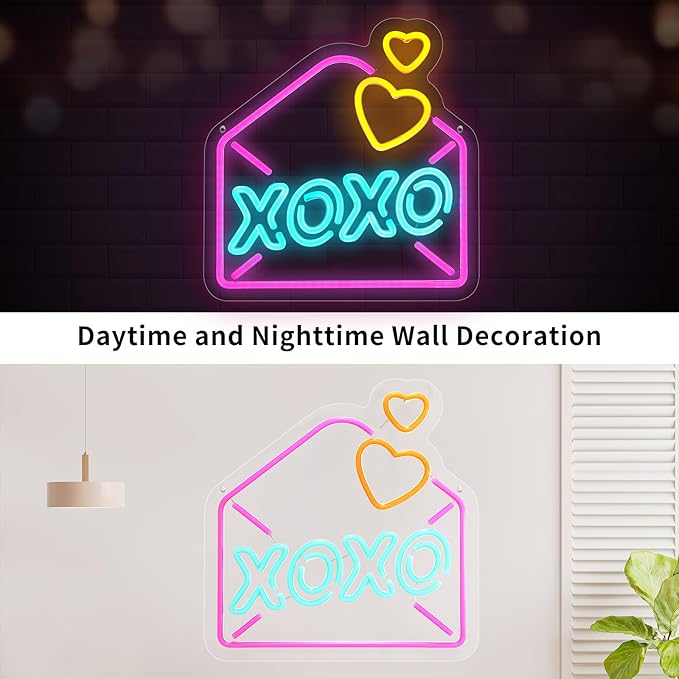 Love Neon Sign for Wall Decor, XOXO Pink Neon Light for Lover, LED Night Light with Dimming Switch for Bar Pub Store Club Garage Home Party Décor, Bedroom Decorations, 13.8" x 12.6"