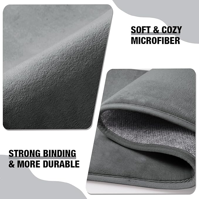 Grey Memory Foam Bath Runner Mat Long Bathroom Rug Microfiber Bathroom Carpet Non Slip Soft Absorbent Washable Bathrug,24" x 60"