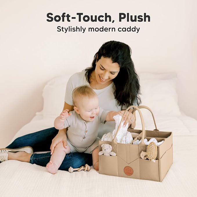 KeaBabies Diaper Caddy Organizer - Baby Organizer for Nursery, Car Storage Organizer, Baby Gift Basket, Changing Table Organizer, Portable Diaper Organizer Caddy for Girls, Boys (Taupe)