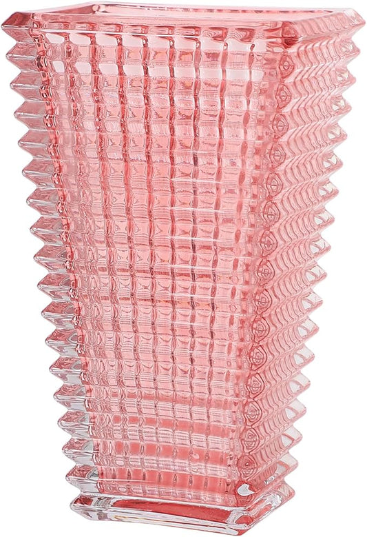 MCMCNCUIU Crystal Vase, Large Crystal Vases for Flowers, Large Flower Vase, Modern Pink Vases for Living Room, Bedroom, Kitchen, Dining Table, Mantle, Wedding, 9 Inches