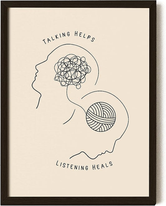 EXCOOL CLUB Therapy Office Decor Mental Health Posters - 12x16 Counseling Wall Art for Therapist Office, Boho Talking Helps Poster for School Counselors, Psychology Decor (UNFRAMED)