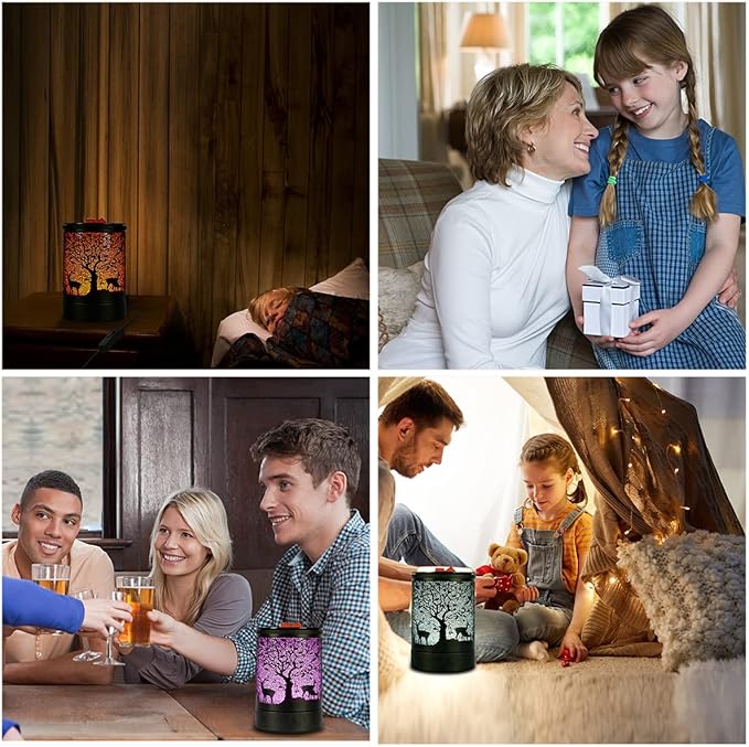 Deer Forest Scented Wax Melts Warmer with 7 Colors Changing Led Light Oil Burner Tart Candle Melter for Home Decor