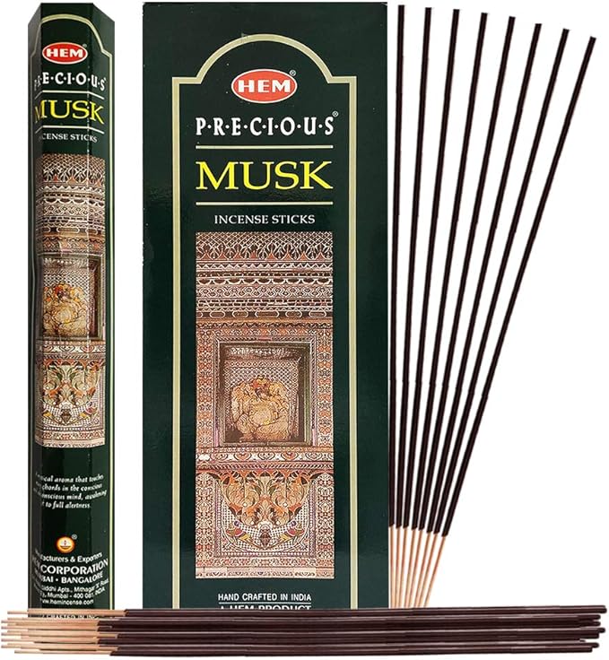 TRUMIRI Precious Musk Incense Stick Bundle: 120 Sticks (6 Packets of 20) with Trumiri Incense Holder