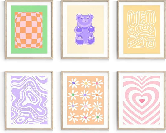 Habseligkeit Posters for Room Aesthetic, Danish Pastel Wall Art Posters, Preppy Pink Room Decor, Cute Room Decors for Girls Aesthetic Bedroom（8x10inch, Unframed