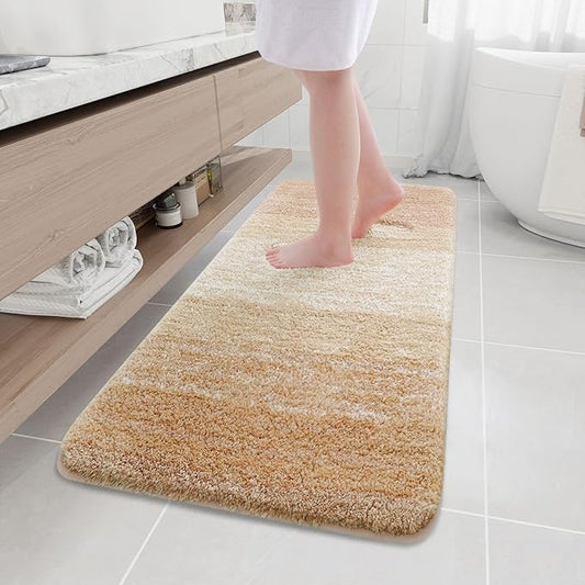 Arotive Microfiber Bathroom Rugs, Shaggy Soft and Absorbent Bath Rug, Non-Slip, Thick Plush Machine Washable Dry Bath Mats for Bathroom, Tub and Shower, 59x20, Beige