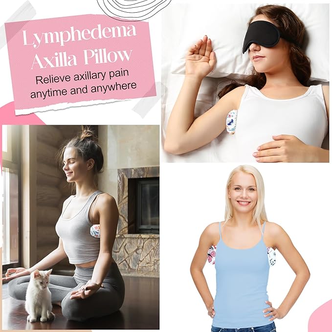 Juexica 4 Pcs Lymphedema Axilla Pillow Mastectomy Pillow Cotton Post Breast Surgery Pillow Mastectomy Recovery Breast Pillow for Sleeping Mastectomy Underarm Pillow Armpit Pain Relief (Flower)