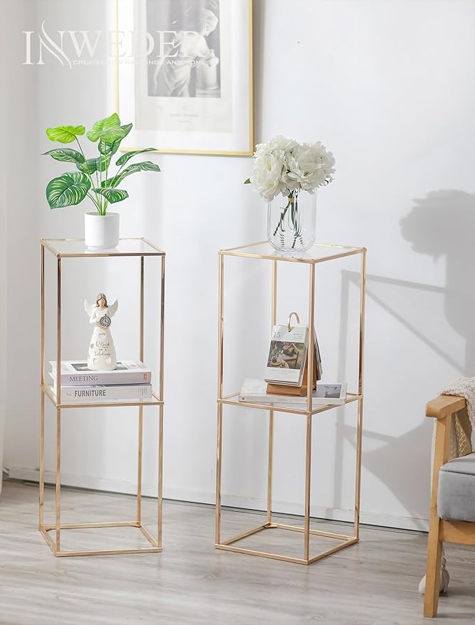 Gold Plant Stand Centerpieces for Table: 31.5 inch with 2-Layer, Tall Centerpieces for Wedding Table, Gold Center Pieces Decoration for Wedding Reception, 10 Packs
