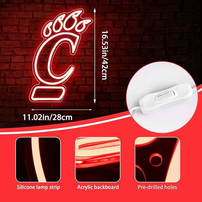 University Neon Sign for Wall Decor,University Basketball Team Logo Neon Signs for Room Decor,Dorm Decor for College Students,Gifts for Sport Fans,Graduates,Size 16.53 * 11.02in(XD113)