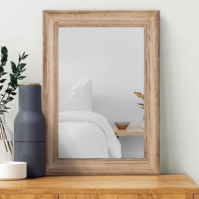 Rustic Mirror with Wood Frame Rectangular Mirrors for Wall Decorative for Bathroom Bedroom Living Room Home Entryway Large 20"x16"