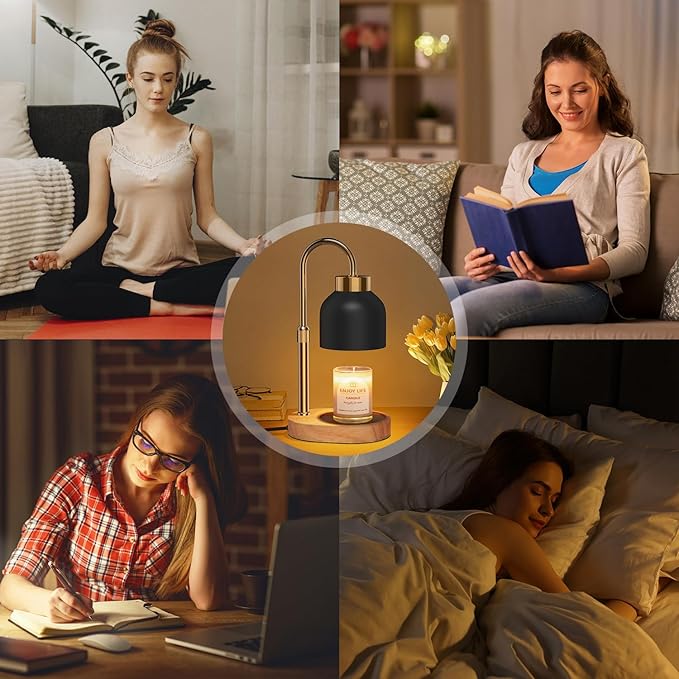 Candle Warmer Lamp with Dimmer Adjustable Height,Mothers Day Gifts,2/4/8H Timer,Vintage Home Decor for Scented Jar with 2 Bulbs