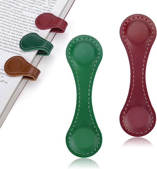 2PCS Magnetic Bookmarks, Leather Magnetic Bookmarks for Women, Double-Sided Magnetic Book Mark Clip Gift for Book Lover Readers Men Women Teachers Students, Book Accessories