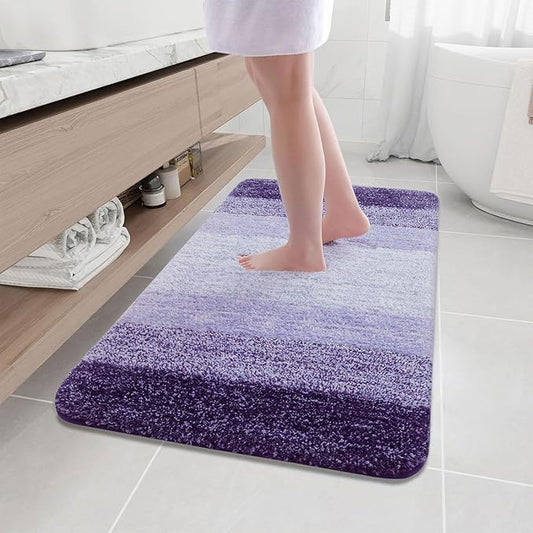 Arotive Microfiber Bathroom Rugs, Shaggy Soft and Absorbent Bath Rug, Non-Slip, Thick Plush Machine Washable Dry Bath Mats for Bathroom, Tub and Shower, 45x27, Dark Purple