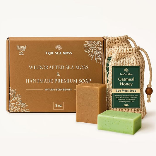 Detoxifying Sea Moss Soap - All-Natural Soap with Green Tea Matcha & Aloe Bergamot - Gentle on Sensitive Skin for Face and Body Use,Gift for Men & Women