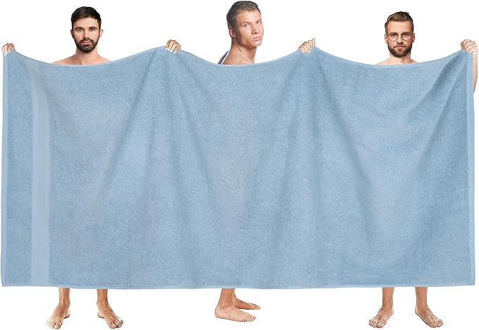 Quick-Dry, Soft & High Absorbent Jumbo Bath Sheet 35"x70" Cotton Turkish Bath Towel Set of 2 | Daily Use 100% Cotton for Bathroom, Gym & More | Bathroom Towels Set (2 Pcs, Blue)