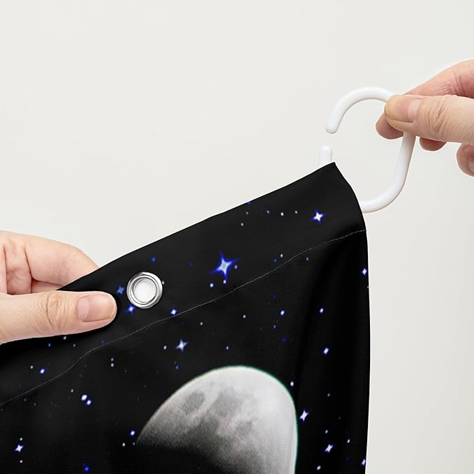 AILONEN Colorful Moth Shower Curtain,Sun and Moon Shower Curtain Set for Kids Girls Boys,Boho Natural Flowers Bath Curtain,Starry Night Bathroom Decor Shower Curtain with 12 Hooks,72" W*78" H