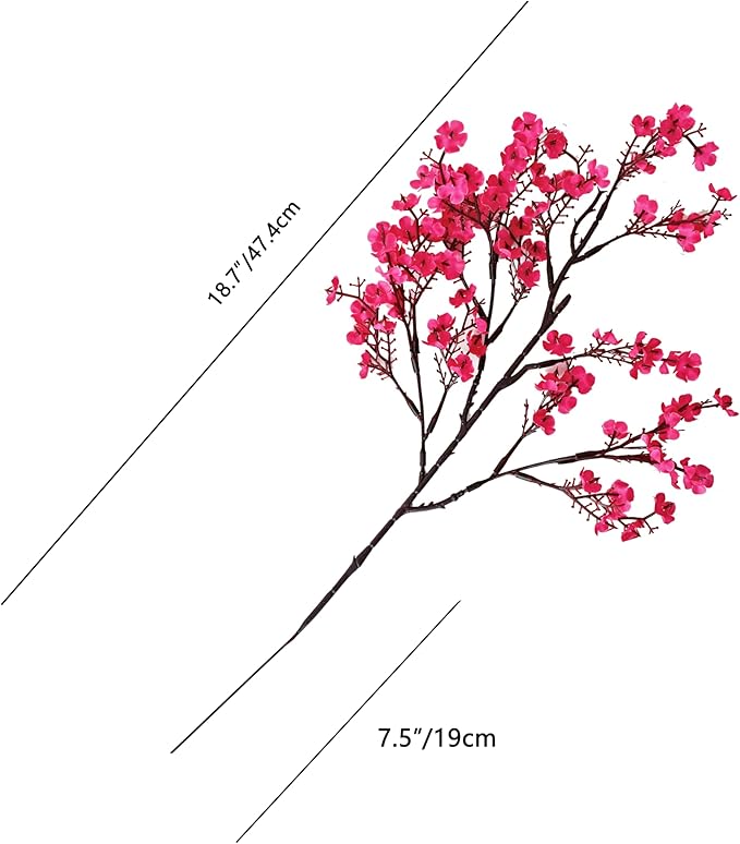 Mandy's Hot Pink Artificial Baby’s Breath Flowers 6 Bundles Silk Gypsophila with Bendable Stems for Fall Centerpiece Wedding Decor and Table Arrangements