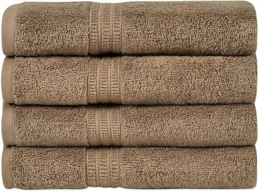 HOMELOVER 4 Piece Luxury Hand Towel Set - 100% Organic Cotton, 500 GSM, Hotel Quality, Highly Absorbent, Soft & Quick Drying Bathroom & Kitchen Towel for Face & Hand Washing (Cone Brown)
