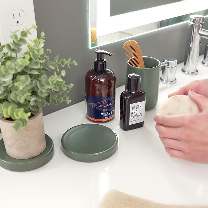 iDesign Ceramic Earth Collection Ceramic Bar Soap Dish, Moss