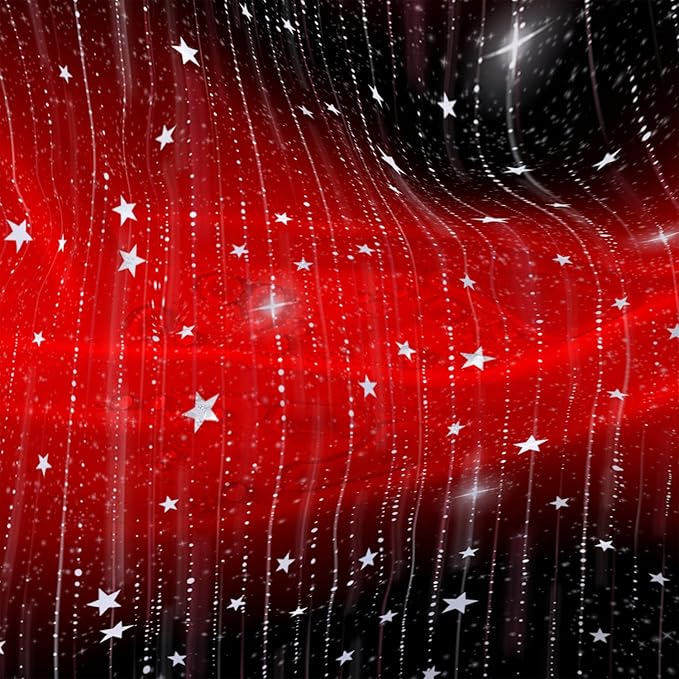 AILONEN White Star Shower Curtain,Starry Sky Waterproof Fabric Shower Curtain Sets for Girls Kids Teens, 36" W*72" H Black and Red Theme Shower Curtain