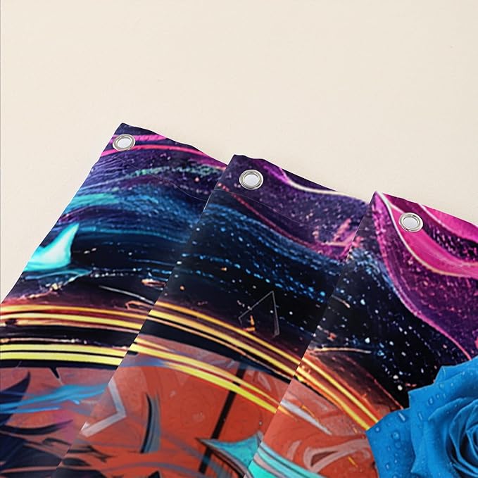 AILONEN Howling Lion Leopard Print Shower Curtain,Cartoon Animal Lion Theme Kids Boys Bath Curtain,Modern Fantasy Colorful Waterproof Decor Shower Curtain, 36" W x 72" H