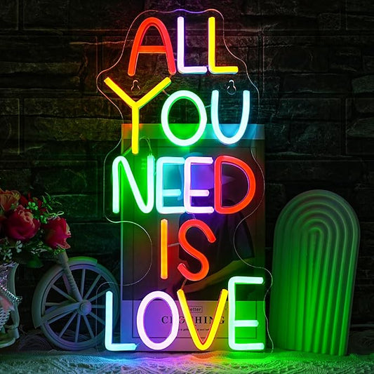 All You Need Is Love Neon Sign for Wall Decor Valentine's Day Neon Sign Dimmable Welcome Neon Signs Love Neon Signs for Classroom Wedding Room Wall Art Decor (16.5''*8.2'')