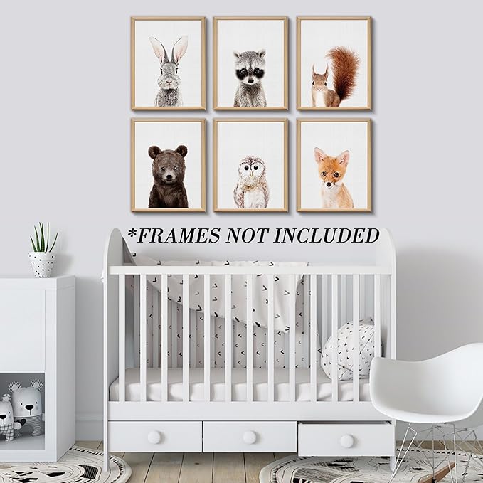 Nursery Baby Room Wall Art Decor, Jungle Nursery Baby Animals Nursery Decorations, Cute Nursery Safari Decor Baby Bedroom Decorate(8"x10", UNFRAMED) (Forest)
