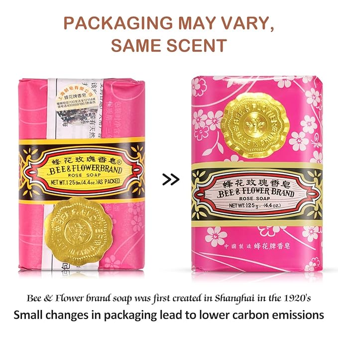 Bee & Flower Soap Bar Rose Soap Moisturizing Bath Bar Soap Nourishes Your Skin 4.4 oz(Pack of 4)